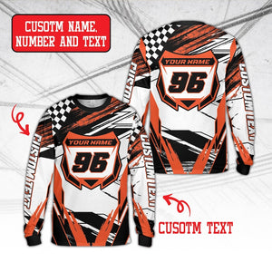 Custom Dirt Bike Long Sleeve Shirt, Personalized Rider's Name Number Plate Shirt, Motocross BMX Shirt, Off-Road Racing, 3D Dirt Bike Shirt