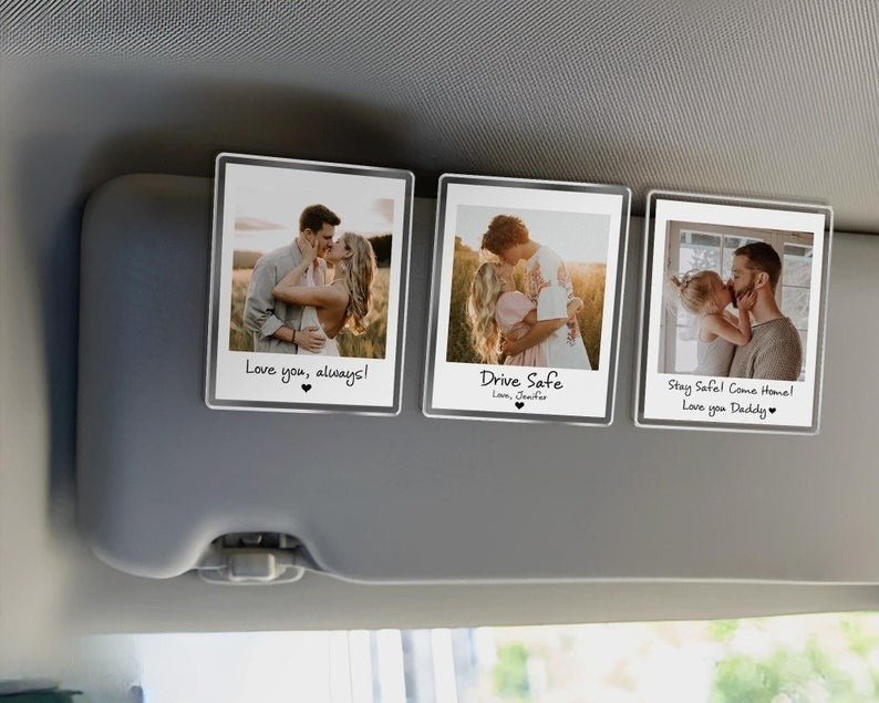 Custom Photo Car Visor Clip, Valentine's Day Gift For Him, Boyfriend Husband Gift Drive Safe Sun Visor Clip, Boyfriend Car Accessories