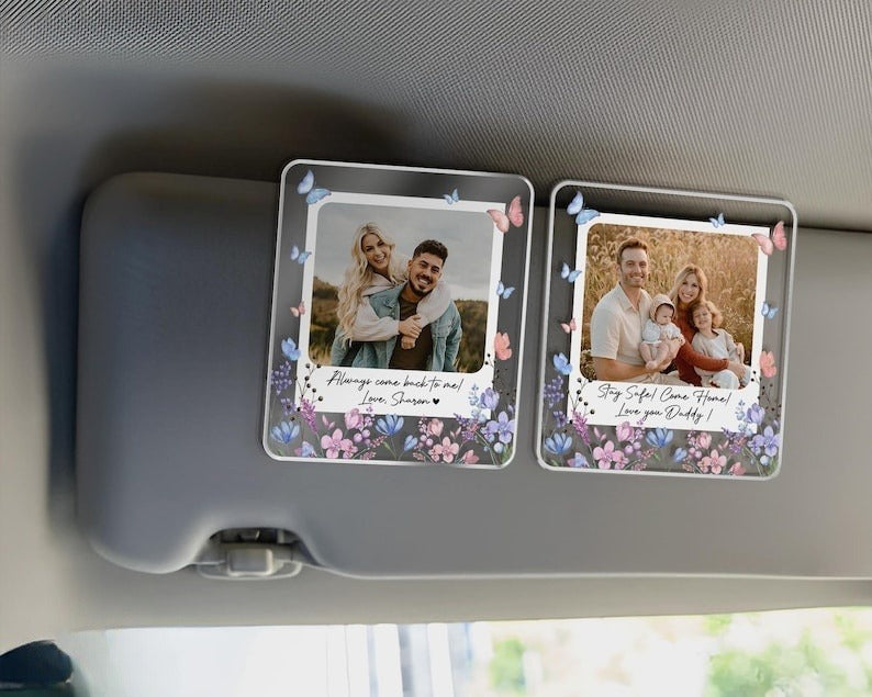Couple Photo Visor Clip, Family Picture Car Hanging Ornament, Custom Couple Visor Clip, Family Photo Car Decoration, Valentine Gift For Her