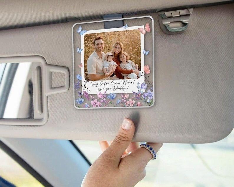 Couple Photo Visor Clip, Family Picture Car Hanging Ornament, Custom Couple Visor Clip, Family Photo Car Decoration, Valentine Gift For Her