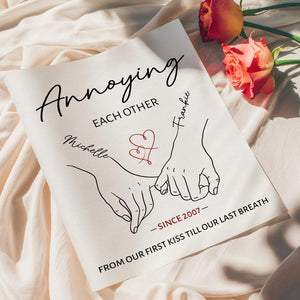 Annoying Each Other Personalized Valentines Day Gift For Him, for Boyfriend,Couple Holding Hand Love Print,Custom Anniversary Wall Art Frame