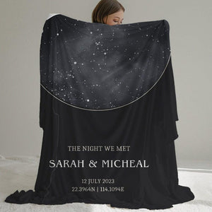 Custom Star Map Blanket, Special Date Anniversary Gift, Night Sky Print Blanket, Personalized Wedding Gift, Constellation Print Blanket