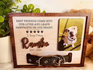 Personalized Dog Memorial Wood Frame With Collar Holder, Memorial Pet Collar Sign with Photo, Dog Memorial Gifts, Pet Loss Gifts