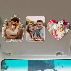 Personalized Valentine's Day Gift For Him, Custom Photo Car Visor Clip, Family Valentine Gifts, Custom Drive Safe Sun Visor Picture Clip