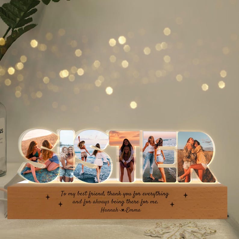 Personalized Sister Photos Collage Night Light, Sister Gift, Sister Christmas Gift, Big Sister Gift, Sister Gifts, Sister Birthday Gift