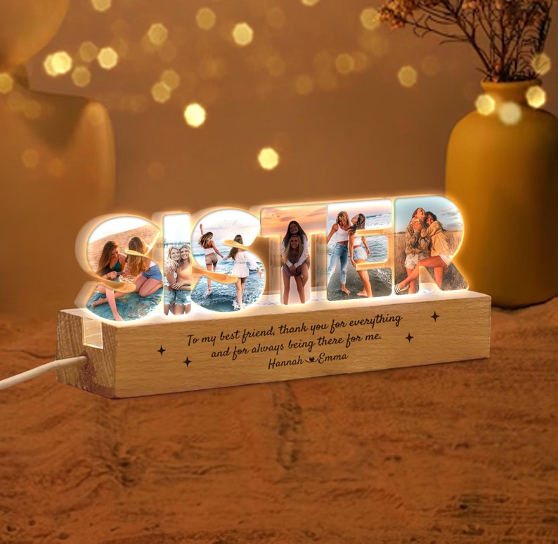 Personalized Sister Photos Collage Night Light, Sister Gift, Sister Christmas Gift, Big Sister Gift, Sister Gifts, Sister Birthday Gift