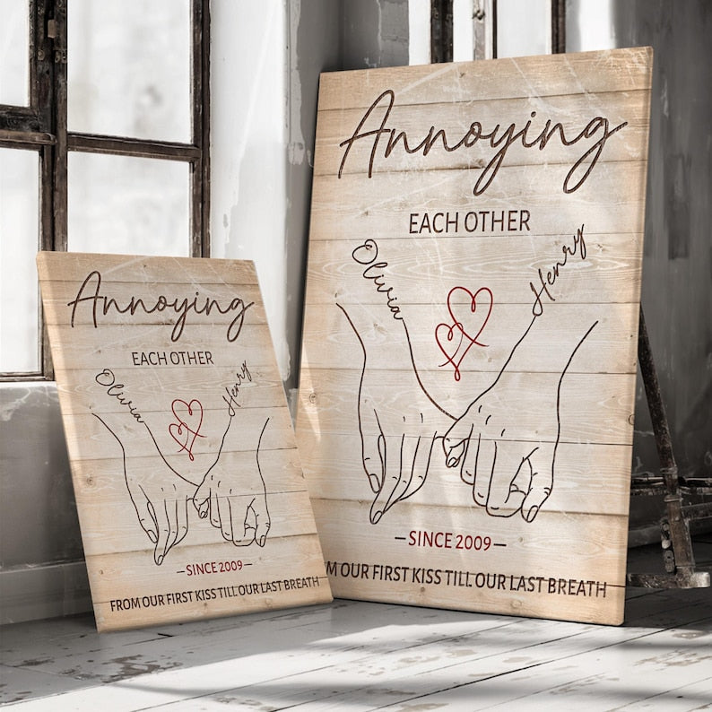 Annoying Each Other Personalized Valentines Day Gift for Him, for Husband, Custom Name Couple Anniversary Gift, Custom Couple Wall Art