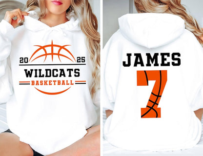 Personalized Basketball Team Mascot Hoodie, Custom Basketball Mom Hoodie, Basketball Hoodie With Number and Name, Game Day Cheer Mom Gift