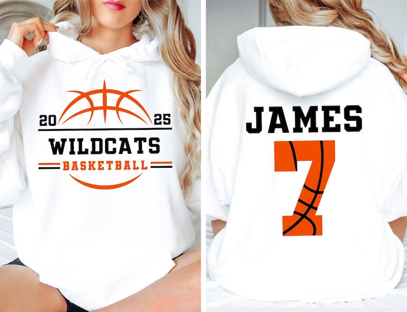Personalized Basketball Team Mascot Hoodie, Custom Basketball Mom Hoodie, Basketball Hoodie With Number and Name, Game Day Cheer Mom Gift