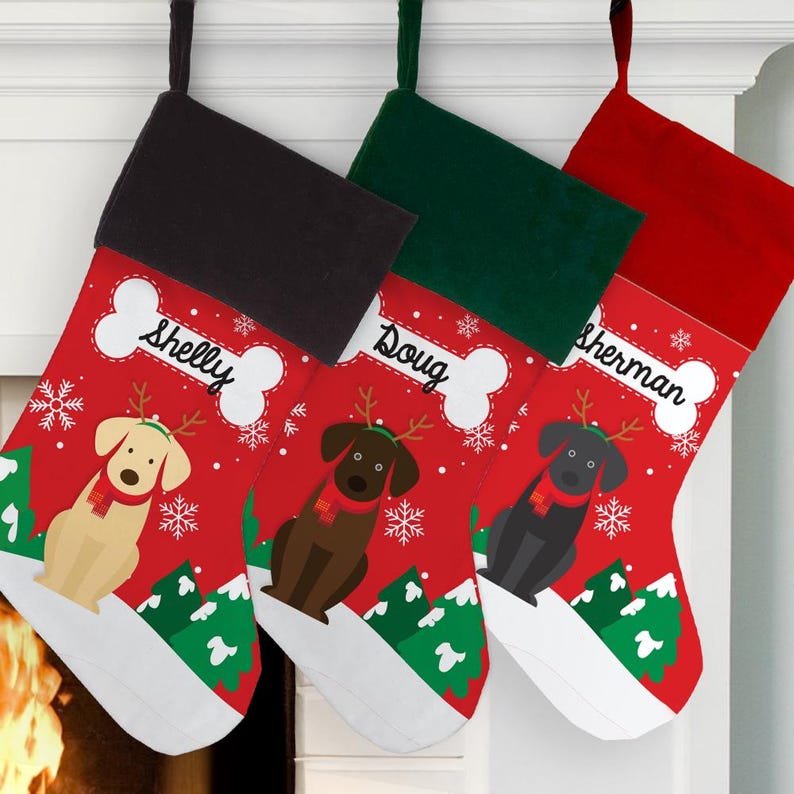 Personalized Christmas Dog Breeds Stocking, Custom Pet Stocking, Dog Stocking, New Dog Gifts, Personalized Gifts For Dog Lover