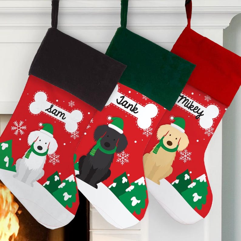 Personalized Christmas Dog Breeds Stocking, Custom Pet Stocking, Dog Stocking, New Dog Gifts, Personalized Gifts For Dog Lover