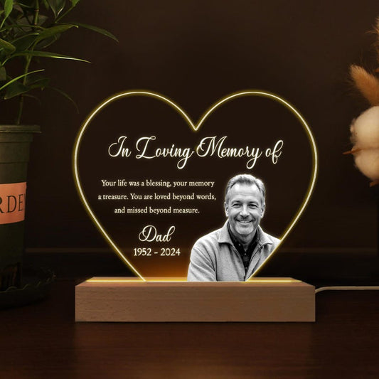 Custom Photo Memorial Night Light, Dad Remembrance In Loving Memory Stand, Memorial Picture Gift, Mom Loss Night Light, Loss of Father Gift