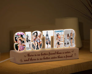 Sisters Photo Collage Night Light, Personalized Sister Gifts, Custom Gift for Sister from Sister, Bestie Photo Led Lamp Sister Birthday Gift