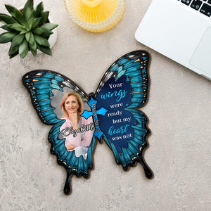 Personalized Memorial Butterfly Car Visor Clip, Custom Photo Sun Visor Clip, Remembrance Gift, Loss of Dad Gift, Mom Gift