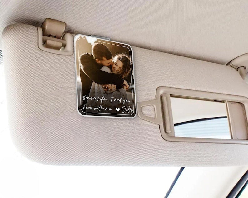 Valentine Gift For Him, Couple Photo Visor Clip, Custom Sun Visor Clip, Picture Car Hanging Ornament, Photo Car Accessory, Anniversary Gifts