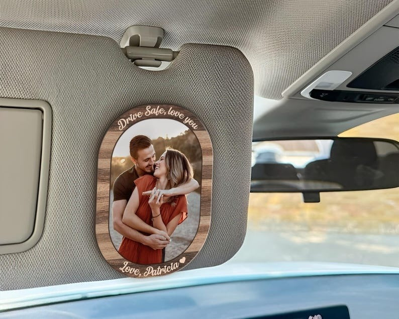 Custom Valentine Gift For Him, Couple Photo Car Visor Clip, Photo Sun Visor Clip, Personalized Photo Car Decoration, Couple Anniversary Gift