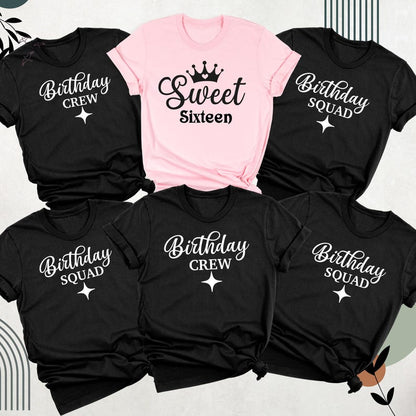 16th Sweet Sixteen Girl Gift Crew Birthday Shirt Tshirt, 16 Birthday Party Shirt, Sweet Sixteen Group Shirts, 16th Birthday Squad Shirt Tee