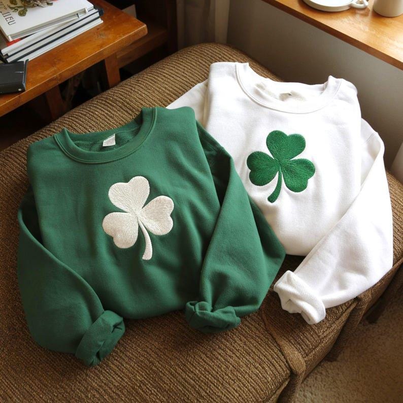Embroidered St. Patrick's Day Sweatshirt, Irish Shamrock Sweatshirt, Saint Patricks Day Sweatshirt Women, St Patricks Hoodie, St Patricks