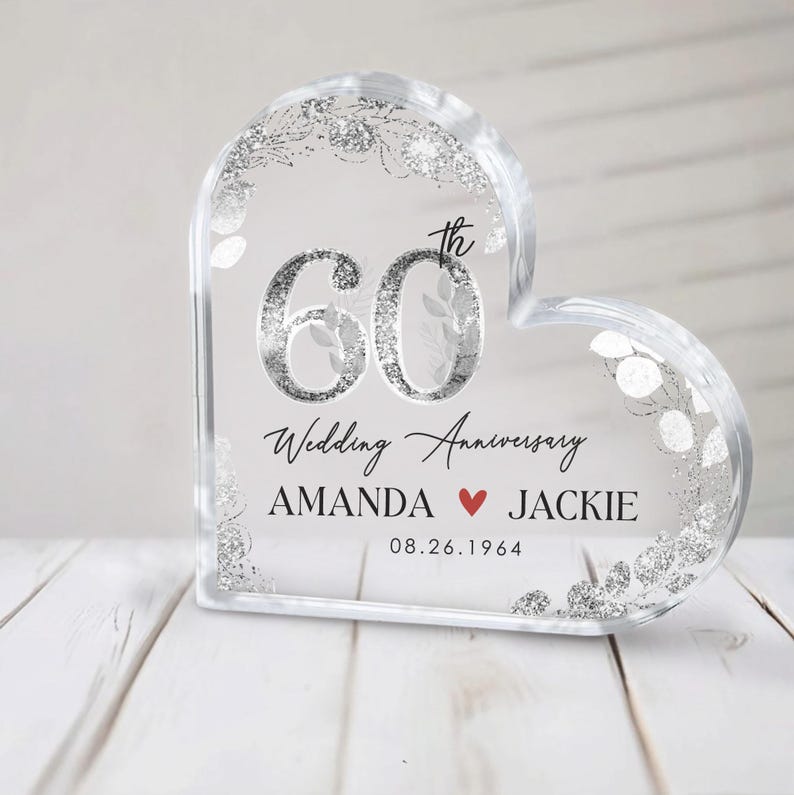 Personalized 60th Anniversary Gift, Diamond Wedding Anniversary Gift, 60th Wedding Anniversary Acrylic Plaque, Gift for Parents Grandparents