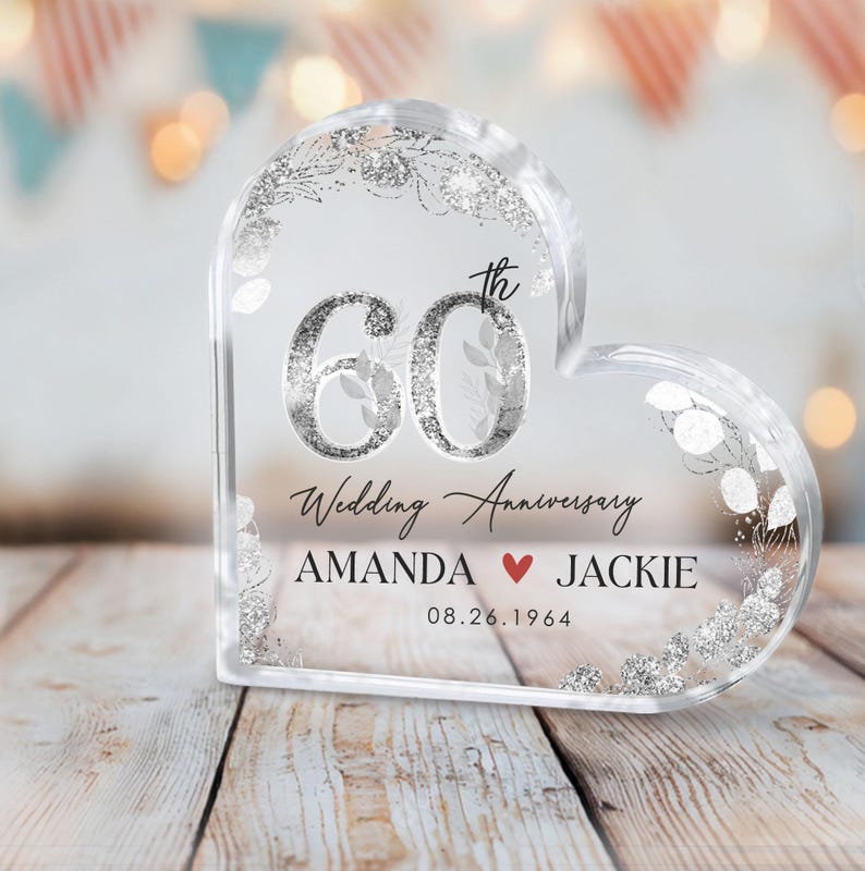 Personalized 60th Anniversary Gift, Diamond Wedding Anniversary Gift, 60th Wedding Anniversary Acrylic Plaque, Gift for Parents Grandparents
