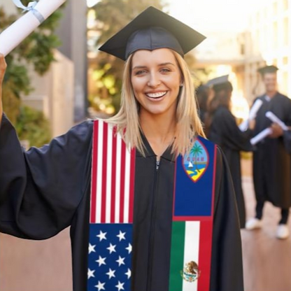 Custom Personalisable 3 Nation/Country Flag Graduation Stoles/Sash - Graduation Gift, Birthday Gift