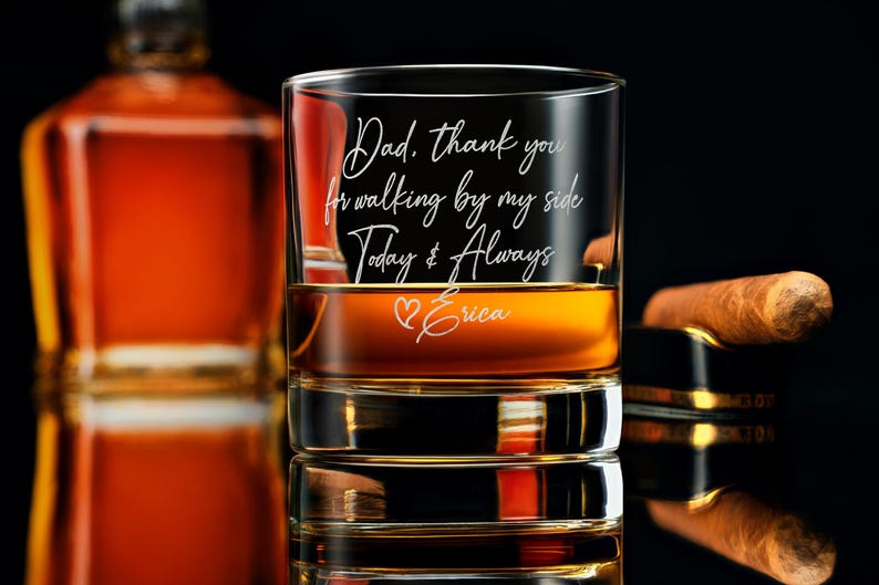 Personalized Gift for Father of the Bride - Custom Wedding Whiskey Glass with Your Handwriting Message