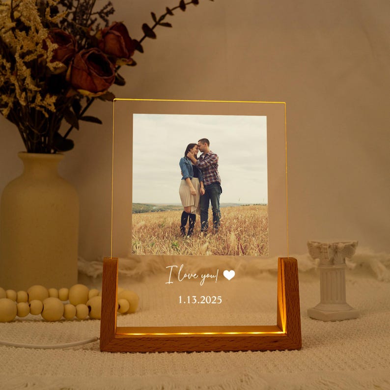 Personalized Photo Night Light Plaque,Couple Photo Lamp,Anniversary Gift,Custom Led Night Light,Christmas Gift for Her Him Family Friends