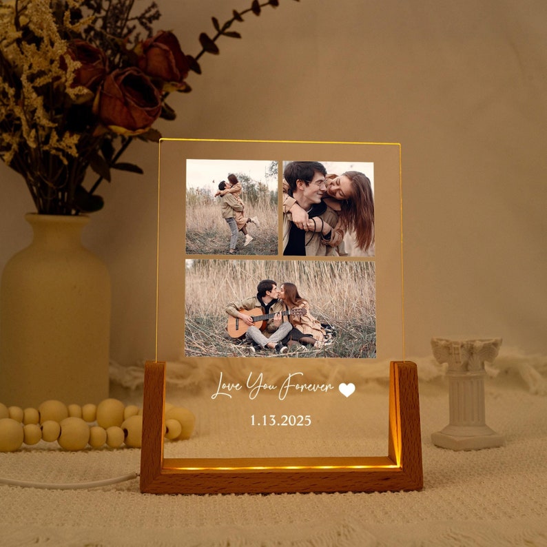 Personalized Photo Night Light Plaque,Couple Photo Lamp,Anniversary Gift,Custom Led Night Light,Christmas Gift for Her Him Family Friends