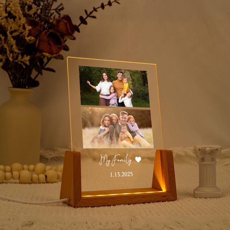 Personalized Photo Night Light Plaque,Couple Photo Lamp,Mother's Day Gift,Custom Led Night Light,Anniversary Gift for Her Him Family Friends