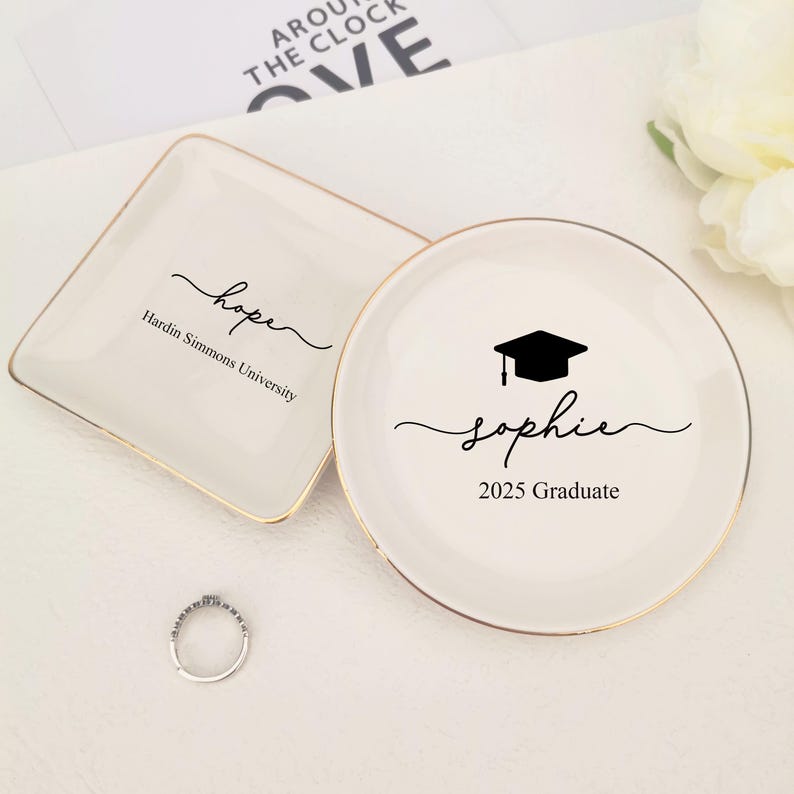 Personalized Name Graduation Jewelry Dish, Graduation Gift,2025 Class of College Graduation Gift, PHD Graduation Present, Gift for Her