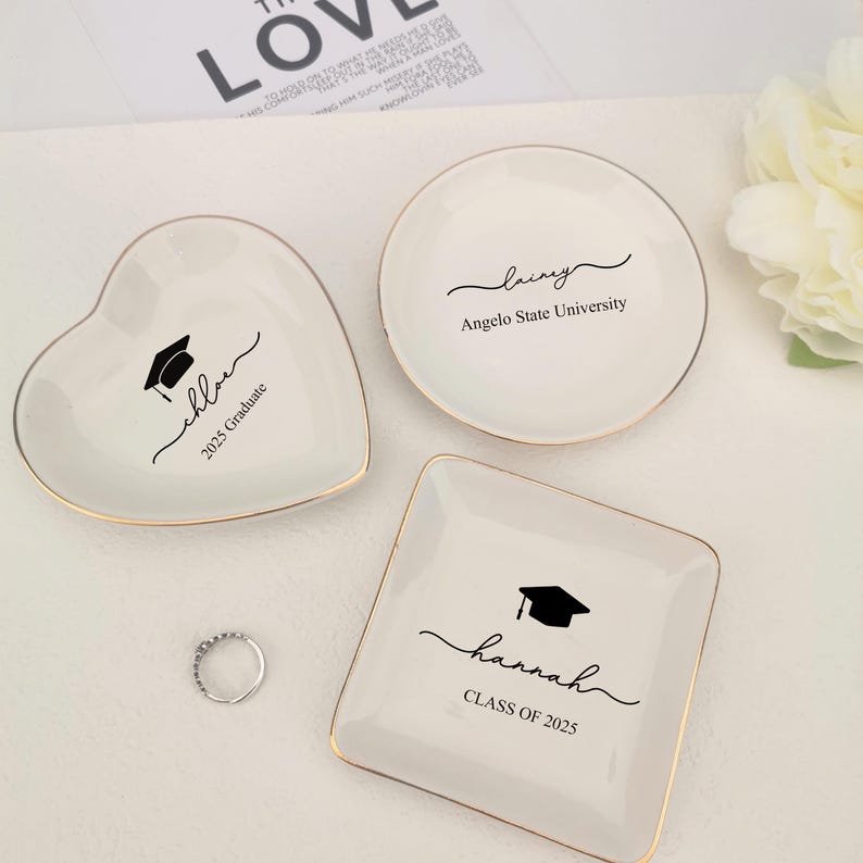 Personalized Name Graduation Jewelry Dish, Graduation Gift,2025 Class of College Graduation Gift, PHD Graduation Present, Gift for Her