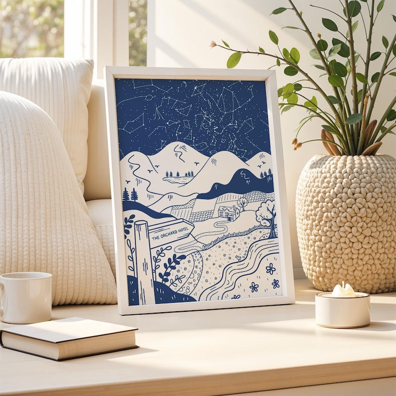 Personalised Star Map First Date Print, The Night You Became My, Illustrated Night We Met, Unframed