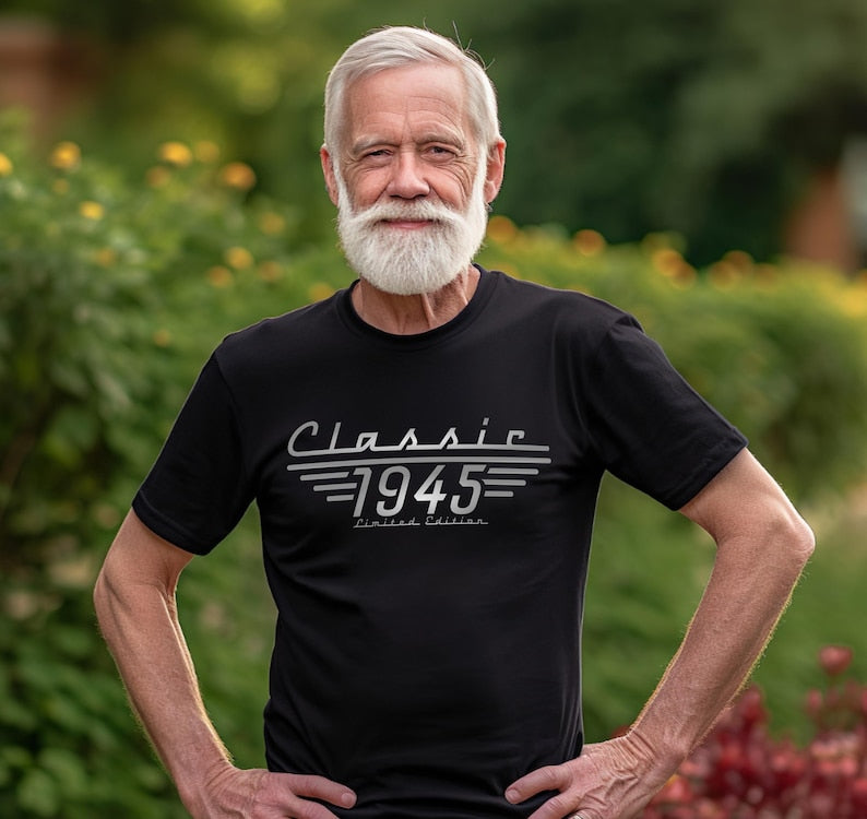 80th Birthday gift for men, 80th Birthday Shirt, Born in 1945 t-shirt, Classic Car Lover, 80th bday, Dad Birthday Grandpa Turning eighty tee
