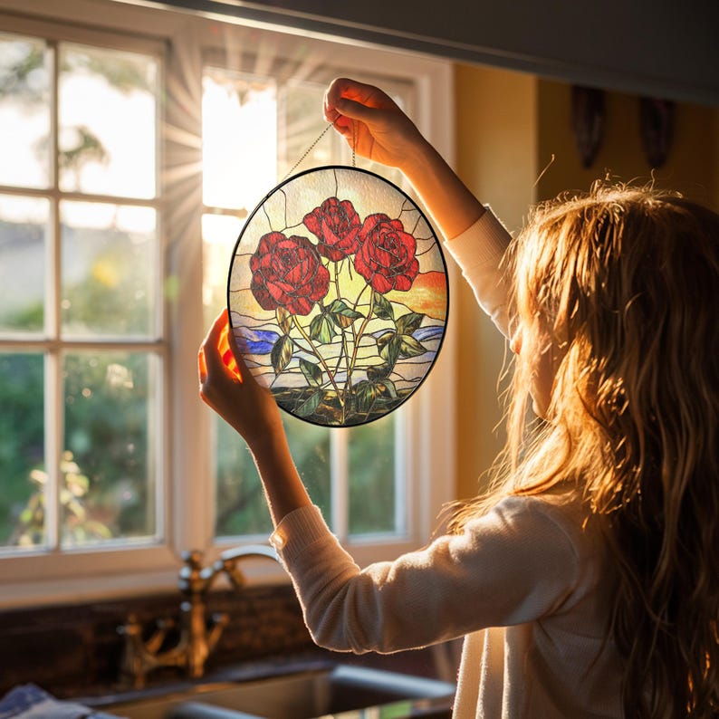 birth flower glass suncatcher ornament birth month flower acrylic window hanging birth flower memorial gift mothers day gift for mom