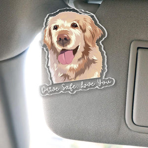 Personalized Valentine's Day Gift For Him Dog Dad, Custom Pet Photo Portrait Car Visor Clip, Pet Lovers Gift, Dog Mom Gift, Loss Of Dog Gift