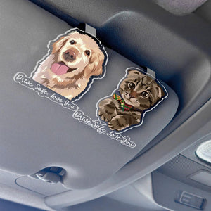 Personalized Valentine's Day Gift For Him Dog Dad, Custom Pet Photo Portrait Car Visor Clip, Pet Lovers Gift, Dog Mom Gift, Loss Of Dog Gift