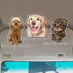 Personalized Valentine's Day Gift For Him Dog Dad, Custom Pet Photo Portrait Car Visor Clip, Pet Lovers Gift, Dog Mom Gift, Loss Of Dog Gift