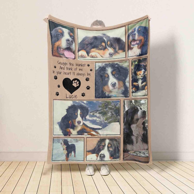 Personalized Dog Photo Blanket, Custom Dog Memorial Gift, Pet Sympathy Gift, Memorial Keepsake Gift, Loss Of Dog Gift, Gift For Dog Lovers