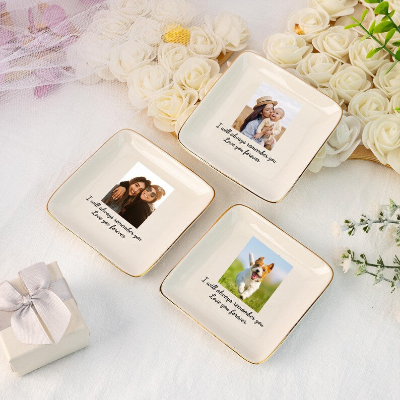 Personalized Photo Ring Dish,Custom Picture Trinket Tray,Jewelry Storage,Friends Jewelry Dish,Gift for Mom Sister,Anniversary Photo Gifts