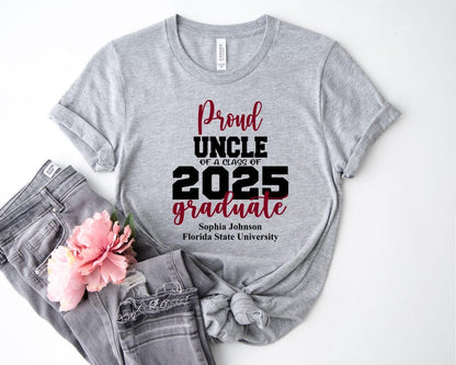 Proud Of A Class Of 2025 Graduate Shirt,Custom Proud Family Shirt,Class of 2025 Family Graduation Shirts, Custom Family Graduation Shirts