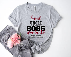 Proud Of A Class Of 2025 Graduate Shirt,Custom Proud Family Shirt,Class of 2025 Family Graduation Shirts, Custom Family Graduation Shirts