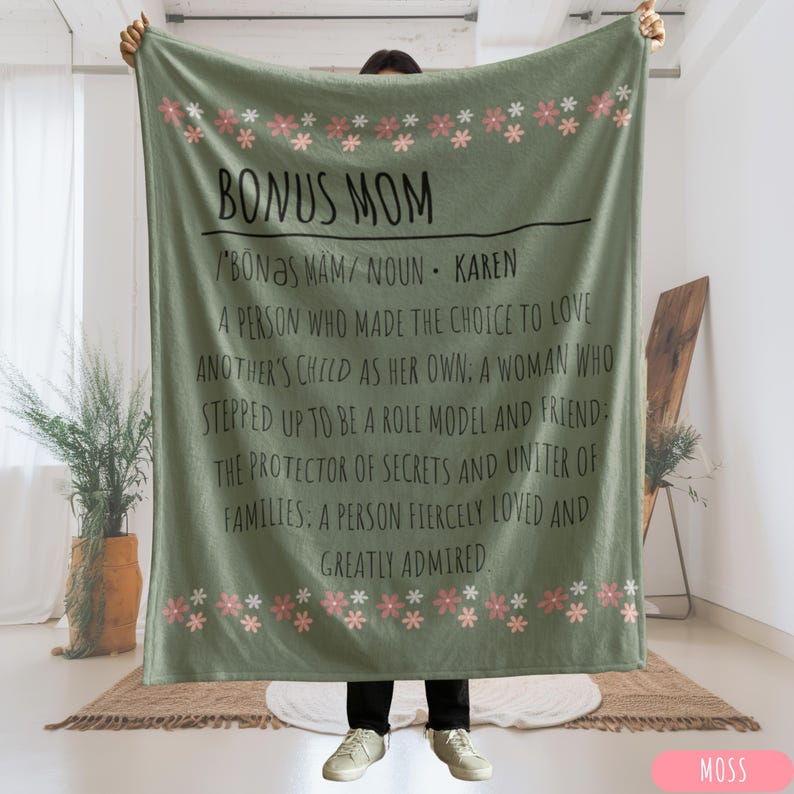 Bonus Mom Definition Gift Blanket, Personalized Gift For Her Stepped up Mom Blanket, Mothers Day Gift For Step Mom, Custom Stepmom Gifts