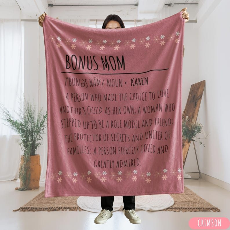 Bonus Mom Definition Gift Blanket, Personalized Gift For Her Stepped up Mom Blanket, Mothers Day Gift For Step Mom, Custom Stepmom Gifts