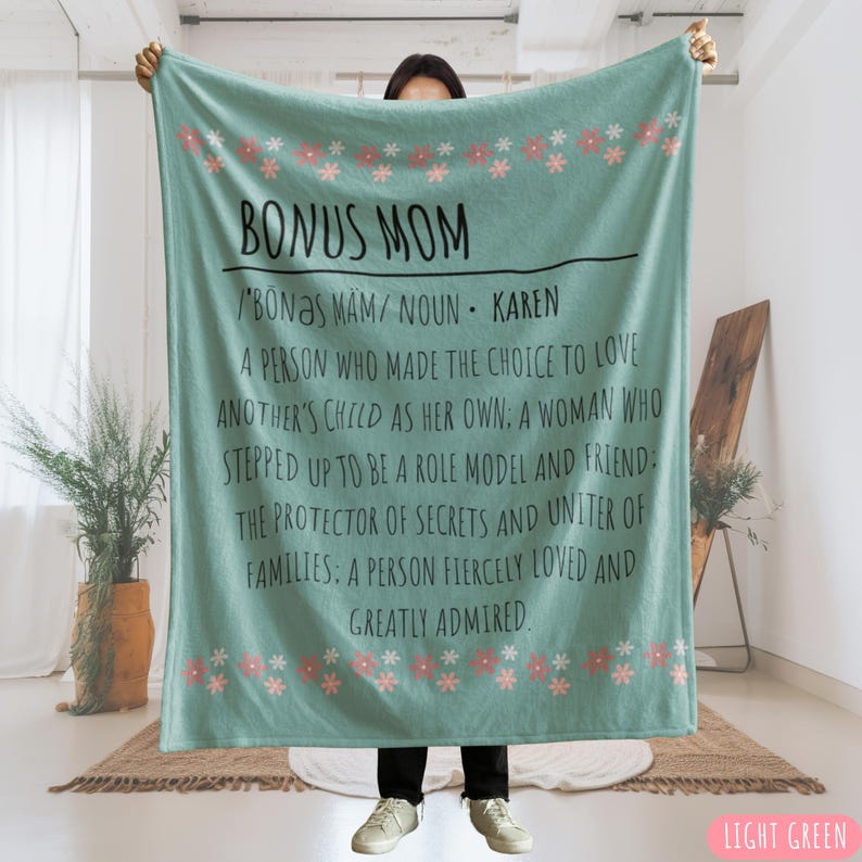Bonus Mom Definition Gift Blanket, Personalized Gift For Her Stepped up Mom Blanket, Mothers Day Gift For Step Mom, Custom Stepmom Gifts