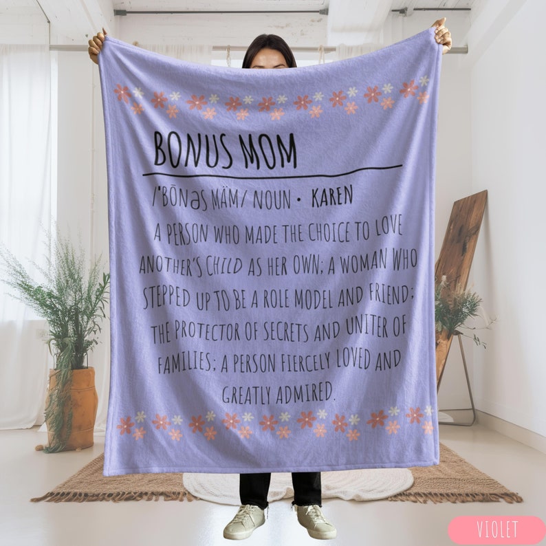 Bonus Mom Definition Gift Blanket, Personalized Gift For Her Stepped up Mom Blanket, Mothers Day Gift For Step Mom, Custom Stepmom Gifts