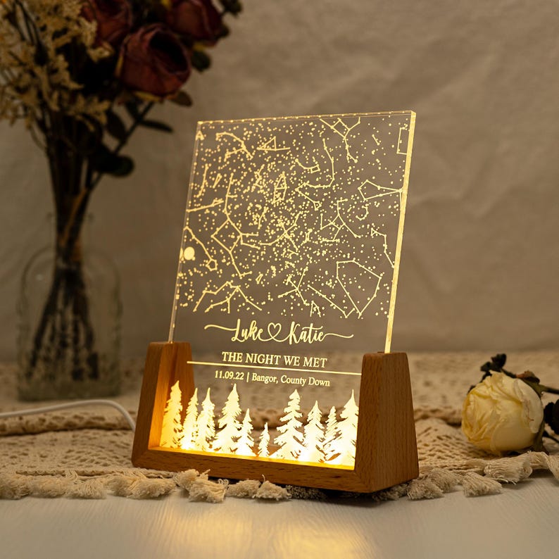 Custom Star Map by Date,Night We Met Valentine's Day Gift,Star Map Night Light,Personalized Constellation Map,Anniversary Gift for Him/Her