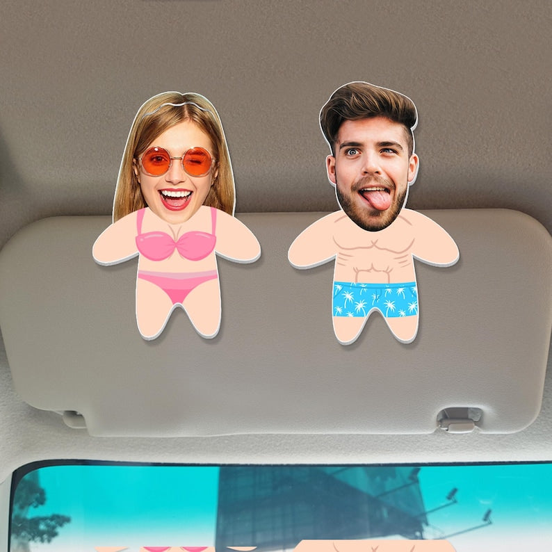 Personalized Valentine's Day Gift For Him, Funny Face Photo Car Visor Clip, Boyfriend Husband Gifts, Custom Sun Car Visor Clip With Picture