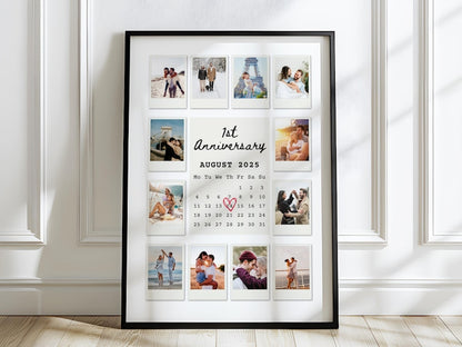 Anniversary Polaroid Collage Canvas, Custom Polaroid Photo Frame, 1st Anniversary Gift, Printable Anniversary Gift for Boyfriend, Canvas