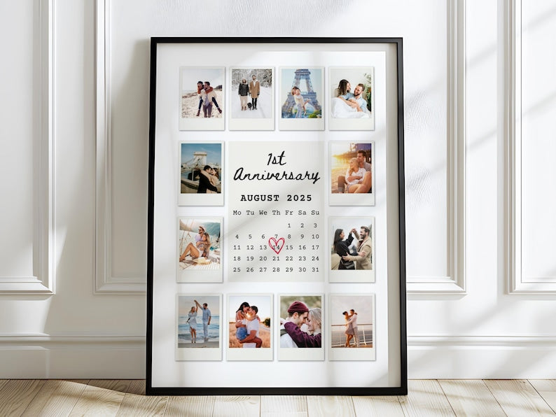Anniversary Polaroid Collage Canvas, Custom Polaroid Photo Frame, 1st Anniversary Gift, Printable Anniversary Gift for Boyfriend, Canvas