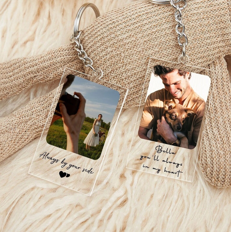 Photo Gifts, Personalised Photo Keyring, Birthday Gift for Family, Friends, Couples,Custom Message Keychain, any Photo and any Text Keychain
